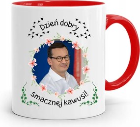 Piros Politikus Bögre Mateusz Morawiecki Miniszterelnök fényképes nyomtatással