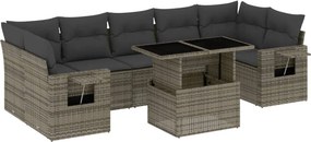 vidaXL 8 részes szürke polyrattan kerti ülőgarnitúra párnákkal