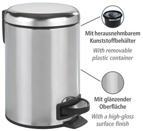 Leman Shiny ezüstszínű pedálos szemetes, 3 l - Wenko