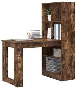 Asztal polcokkal Füstölt tölgy 122 x 67 x 145 cm Faanyag