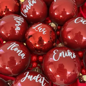 Neves üveggömb 6cm egyedi felirattal ajándék papírdobozban