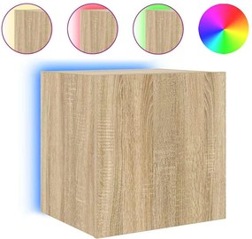 vidaXL sonoma tölgy színű fali TV-szekrény LED-ekkel 40,5x35x40 cm