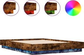 vidaXL füstös tölgy színű ágykeret LED-világítással 120x190 cm