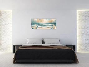 Kép – Festett strand lágy színekben (120x50 cm)