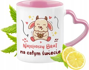 Bögre Testvérnek Rózsaszín Szív Alakú Füllel Kávé Ajándék