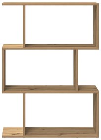 3 szintes kézműves tölgy fa elválasztó könyvespolc 70x24x97 cm
