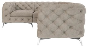 Szürkésbézs bársony sarokkanapé (bal oldali-L alakú) Chelsea – Ropez