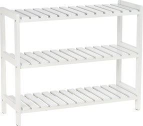 HOMCOM 3-Tier Fa Cipőtartó a Bejárathoz, 9 Pár Cipőre 70x26x57.5 cm Fehér | Aosom
