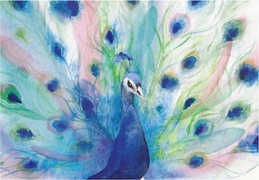 Fotótapéta flizelina páva akvarell finom tollak a hálószobába 200x140 +ragasztó