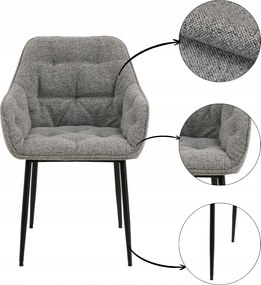 Kárpitozott étkező szék konyha nappali Brooke szürke kartámasz