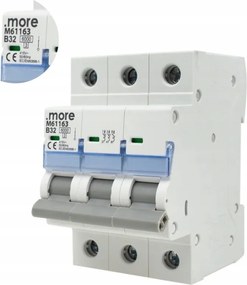 Túláramvédő kapcsoló 6kA 3P B 32A 415V IP20 Din sínre Ecolight