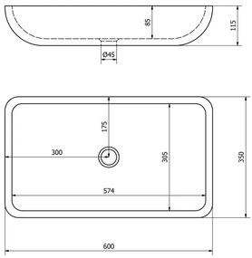 Sapho - Ráültethető mosdó BLOK 60x35 cm kő/matt fekete