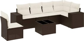 vidaXL 7 részes barna polyrattan kerti ülőgarnitúra párnákkal