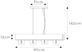 Lucide 30474/04/30 - Csillár zsinóron SURTUS 4xE27/60W/230V
