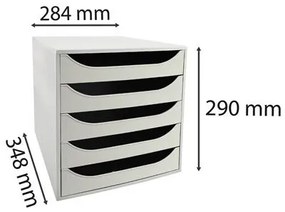 Irattároló, műanyag, 5 fiókos, EXACOMPTA Ecobox Office, szürke (EX229606D)
