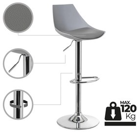 Szürke bőr utánzat állítható magasságú bárszék szett 2 db-os (ülésmagasság 56,5 cm) – Casa Selección