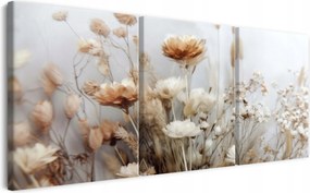 Vászonkép Szárított virágok boho fali dekoráció triptichon Bézs 60x120