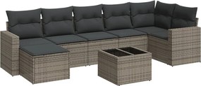 vidaXL 8 részes szürke polyrattan kerti ülőgarnitúra párnákkal