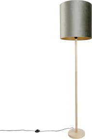 Fa állólámpa zöld bársonyernyővel 40 cm - Mels