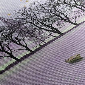 Kép - Bárkák a tavon (órával) (90x30 cm)