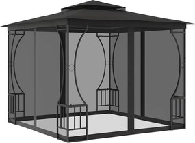 vidaXL antracitszürke pavilon hálóval 300 x 300 x 265 cm