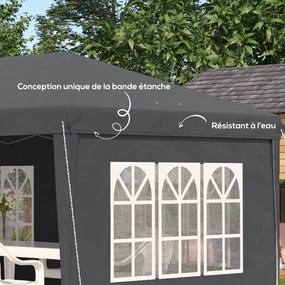Outsunny Kültéri Kerti Pop-Up Összecsukható Pavilon - Esemény Sátra - 3 x 6 m - Márkázott Napernyő - 3 Leválasztható Oldallal - Földhorgok + Hordtáska