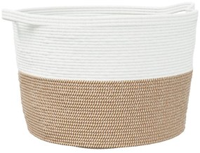barna-fehér pamut szennyeskosár Ø60 x 36 cm