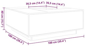 betonszürke szerelt fa dohányzóasztal 100x100x40 cm