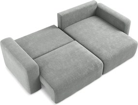 Szürke zsenília kinyitható-tárolóhelyes sarokkanapé (jobb oldali-heverő résszel) Kona – Makamii