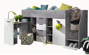 Kombinált gyerekágy 90 cm Kesa 3 (beton + matt fehér) (J). 1085826