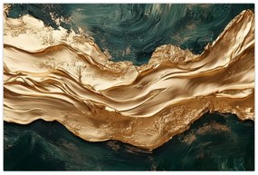 Kép - Zöld absztrakció arannyal II. (90x60 cm)