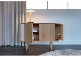 Fekete-barna alacsony komód tölgyfa dekorral 109x75 cm Treasures – UMAGE