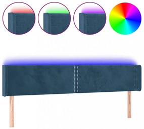 sötétkék bársony LED-es fejtámla 203 x 16 x 78/88 cm