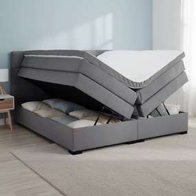 Boxspring ágy, 200x200, szürke, APRIL