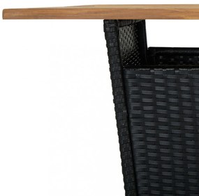 vidaXL 9 részes fekete polyrattan kerti bárszett párnákkal