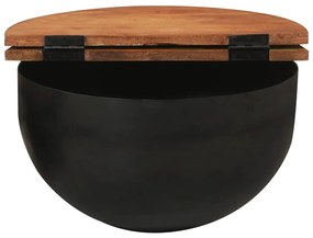 Fekete tömör újrahasznosított fa dohányzóasztal 50 x 27 cm