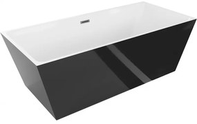 Mexen Lita, szabadon álló kád 170 x 75 cm, fehér-fekete, polírozott grafit túlfolyó, 52121707575-95