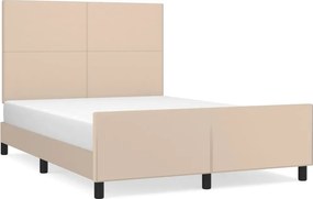 vidaXL cappuccino színű műbőr ágykeret fejtámlával 140x190 cm