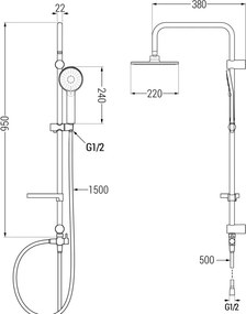 Mexen Slim Carl felületi zuhanykészlet esőztetővel és termosztatikus zuhanycsapteleppel, króm - 77105240-00