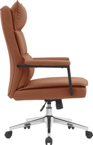 Irodai szék, barna camel ekobőr/króm, KAHIL