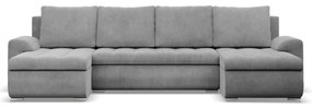 Tokio U alakú sarokkanapé, 3 ágyneműtartóval, kordbársony, univerzális oldal, szürke