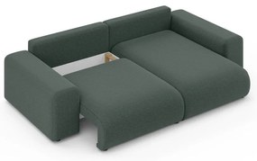 Sötétzöld kinyitható tárolóhelyes sarokkanapé (variálható sarok) Luma – Ropez