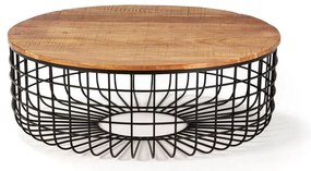 Natúr színű kerek dohányzóasztal akácfa asztallappal ø 102 cm Suvan – MOME