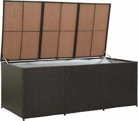 Barna Polyrattan Kerti Tárolóláda 180 X 90 X 70 Cm
