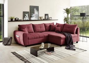 Lea Berry jobb kanapé sarok, 3 ülőhely, 248 x 87 x 176 cm, forgácslap / fa / poliészter, piros