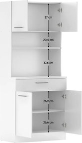 Négyajtós szekrény, fehér, DOMIS NEW