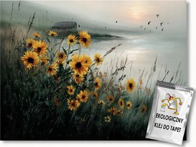 Fotótapéta Flizelina Természet Tenger Tengerpart Virágok Fű 300x210 ragasztó