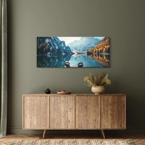 Kép - Csónakok a Braies-tónál (120x50 cm)