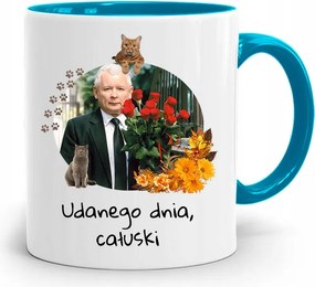 Kék Vicces Bögre Jaroslaw Kaczynski fényképes nyomattal