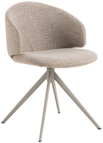 MAZZONI EXPORT NELA Bézs Latte (Monza 60 szövet)/bézs lábak - MODERN BOUCLÉ KÁRPITOZOTT FORGÓSZÉK BOHO STÍLUSÚ NAPPALIBA/ÉTKEZŐBE/IRODÁBA